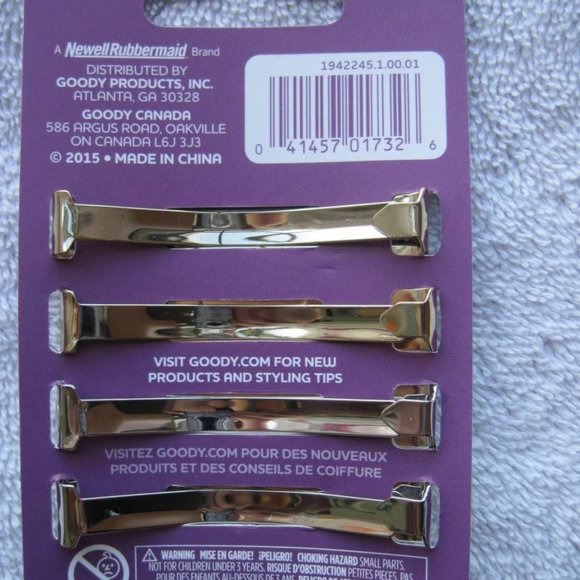 4 Goody Gold Silver Lexy Stay Tight Double Bar Metal Hair Barrettes Flat Secure - Picture 11 of 16